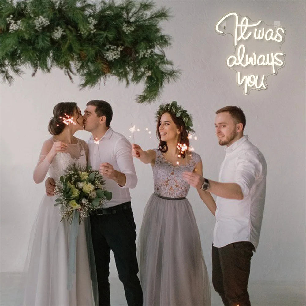 It was always you – letreiro de néon LED (5 V USB)