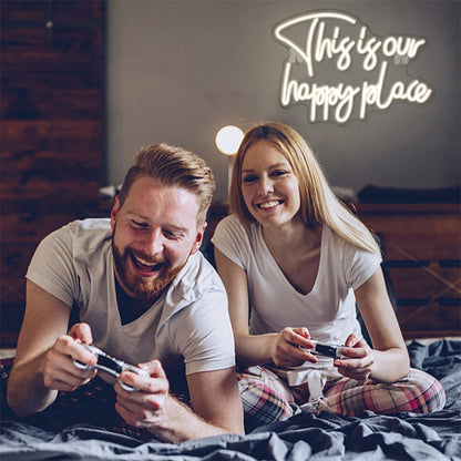 Este é nosso lugar feliz Letreiro de LED 5V USB - Econômico