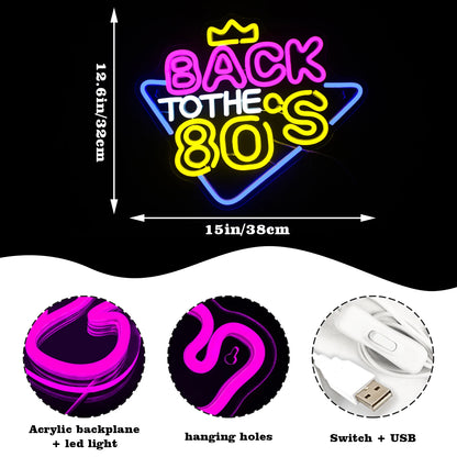 Back to the 80s 5V USB LED Neon Sign - Budget Friendly