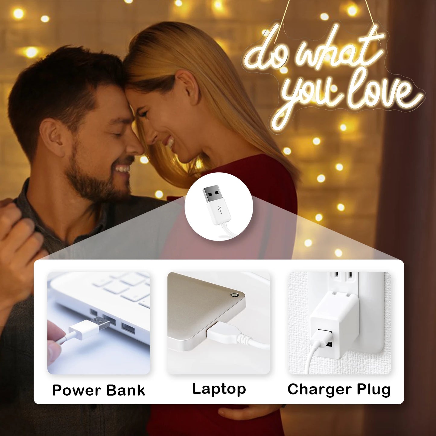 Faça o Que Ama 5V USB Letreiro de LED - Econômico