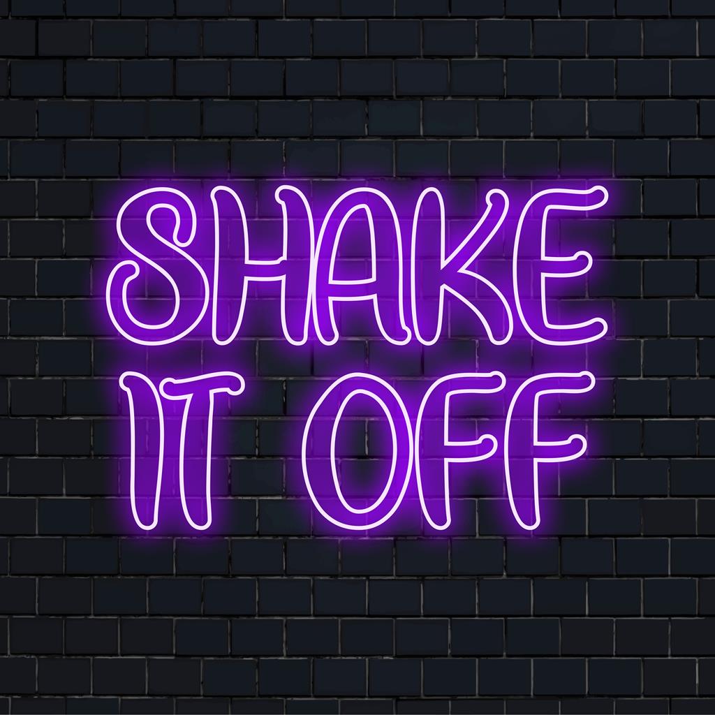 Placa de LED neon Shake It Of feita sob medida, combinando elementos de design exclusivos e arte de luz neon vibrante para uma decoração moderna.