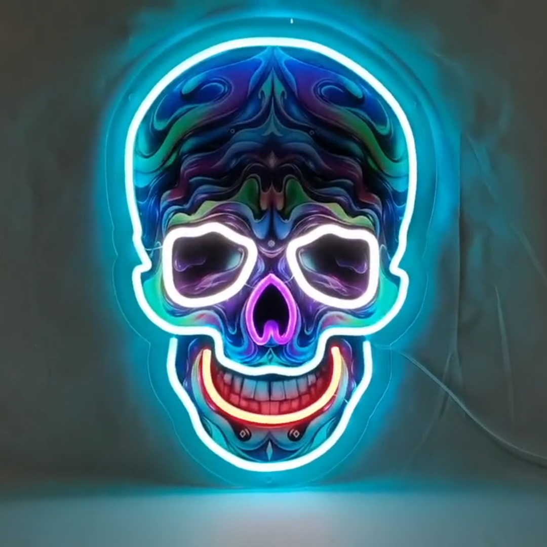 Letreiro de neon LED com impressão UV Skull-2 - The Art Neon
