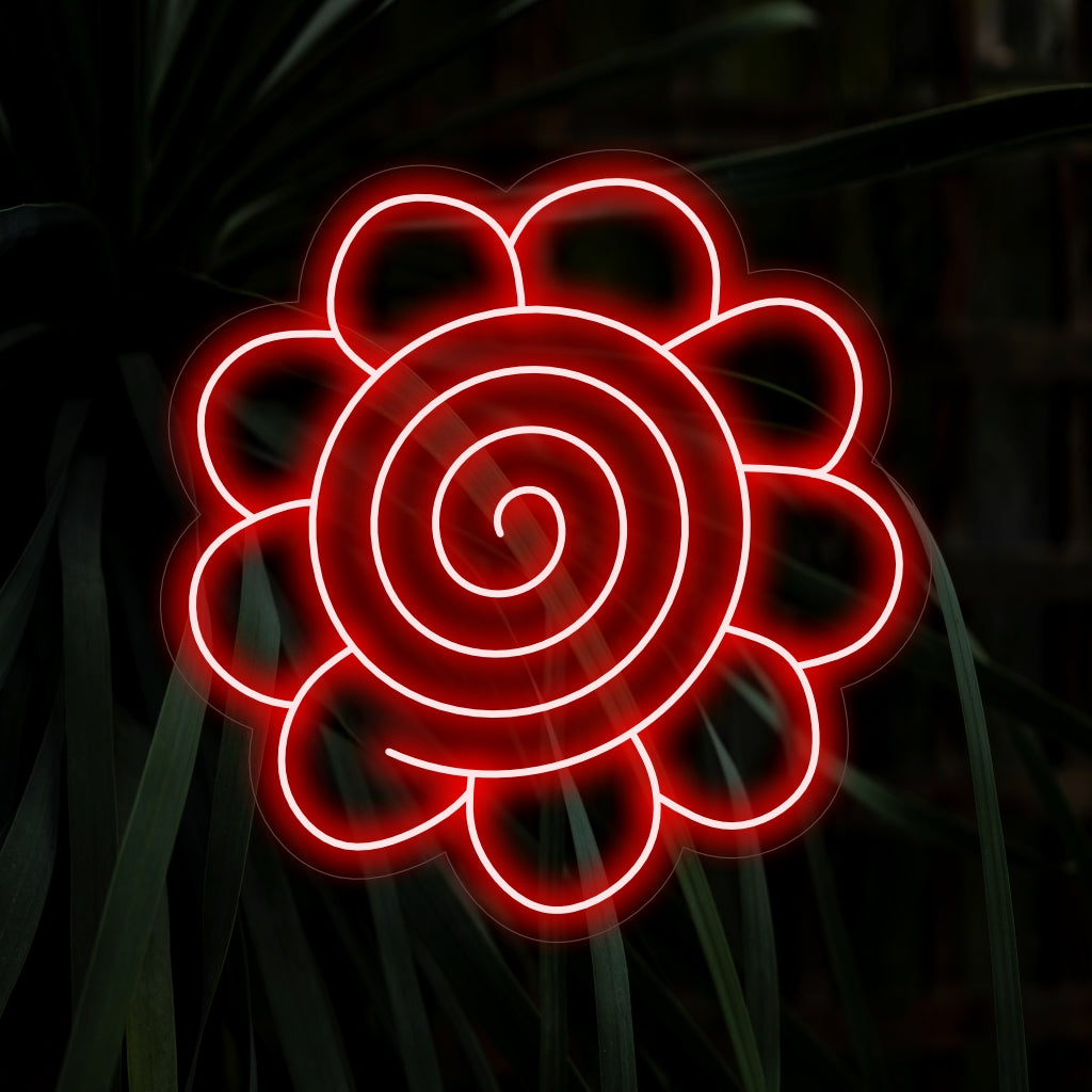 "Placa de néon com ícone de flor espiral Hanamura" traz elegância inspirada em jogos com seu design exclusivo, lançando um brilho cativante para dar um toque de estilo artístico ao seu espaço.