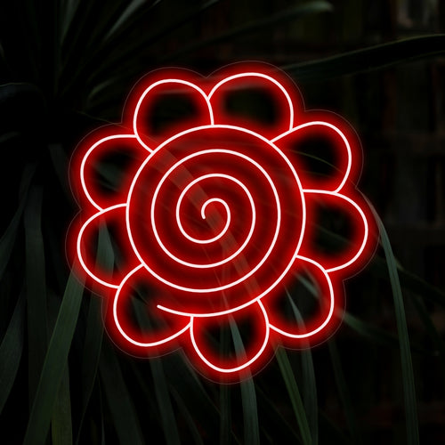 "Placa de néon com ícone de flor espiral Hanamura" traz elegância inspirada em jogos com seu design exclusivo, lançando um brilho cativante para dar um toque de estilo artístico ao seu espaço.