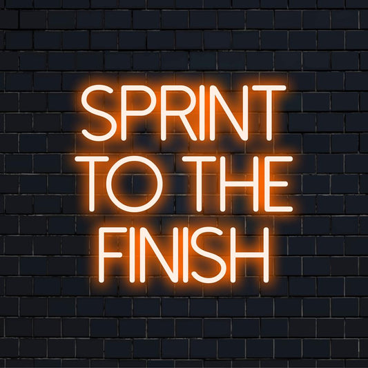 Custom Sprint To The Finish LED Neon Sign, perfect for adding vibrant neon light decor to any space.