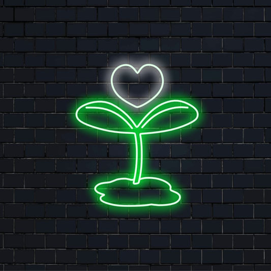 "Placa de néon Sprout and Heart" combina o frescor da natureza com o calor do coração, lançando um brilho radiante para uma atmosfera de crescimento e amor em seu espaço.