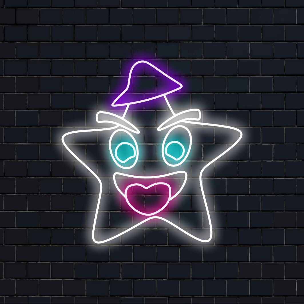 "Starry Night Star Neon Sign" illuminates your space with the celestial charm of its dazzling design, casting a mesmerizing glow for an enchanting atmosphere.