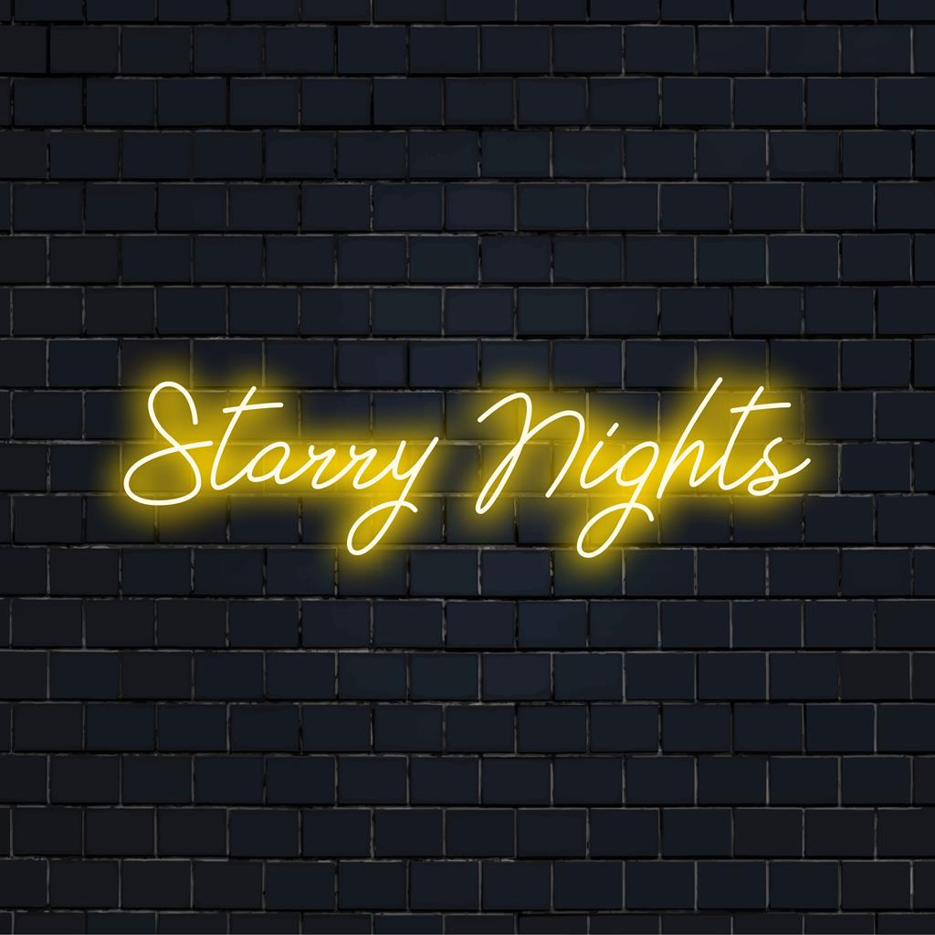 A placa de neon personalizada Starry Nights traz charme e ambiente radiantes; perfeita para qualquer ambiente de decoração com seu apelo luminoso.