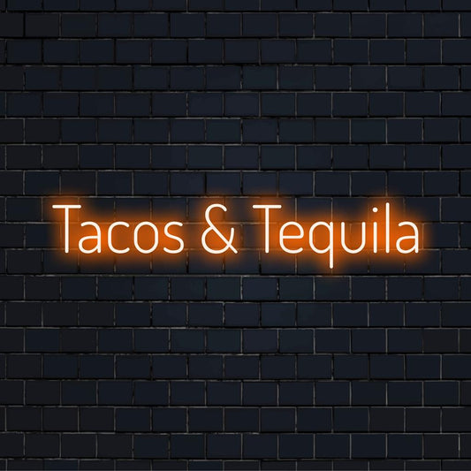 Custom LED neon sign of Tacos And Tequila, a vibrant statement piece for fun-loving food and drink enthusiasts.