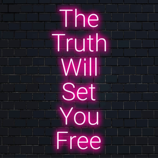 Glow-in-the-dark The Truth Will Set You Free LED sign, perfect custom neon decor statement for any space.