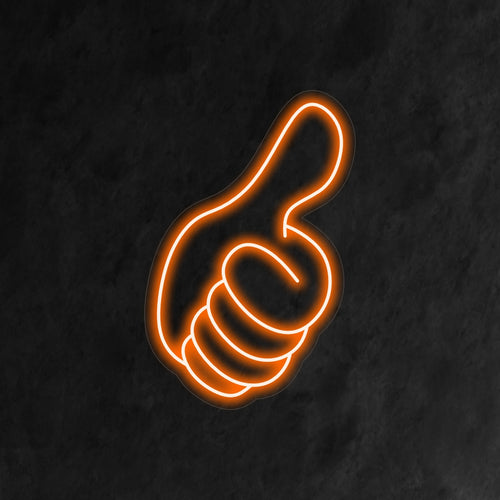"Placa de neon com o símbolo da mão direita e o polegar para cima" é uma adição moderna e social ao seu interior. Uma luz neon que representa o gesto universalmente reconhecido de aprovação.