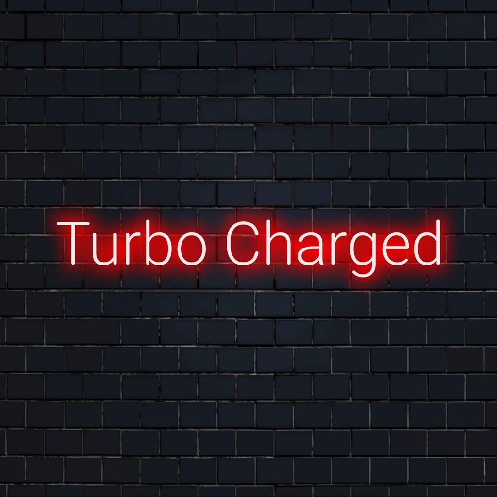 Placa de LED neon turbo vibrante com brilho energético, perfeita para decoração personalizada com luz neon e peças exclusivas.