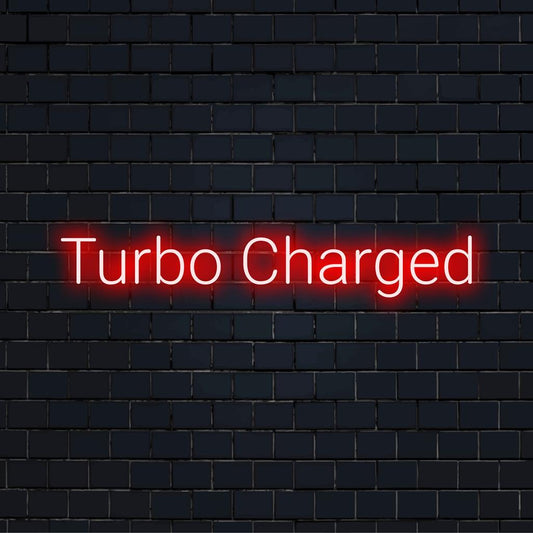 Placa de LED neon turbo vibrante com brilho energético, perfeita para decoração personalizada com luz neon e peças exclusivas.