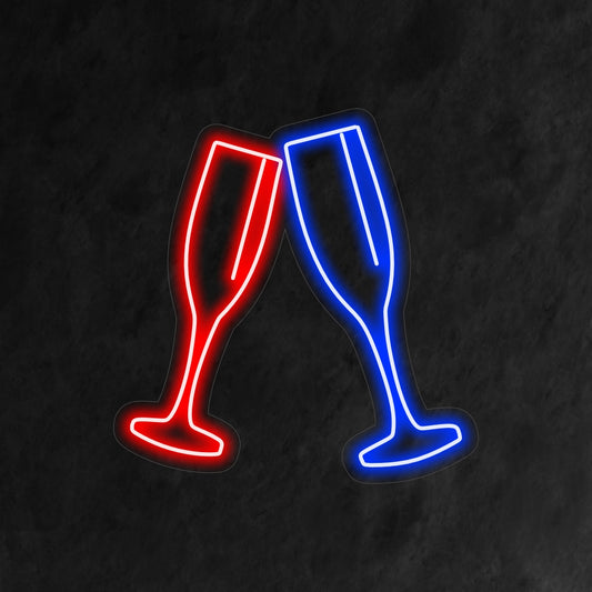 "Two Champagne Glasses Neon Sign" is a sophisticated and celebratory addition to your interior. A neon light that symbolizes elegance and toasts for special occasions.