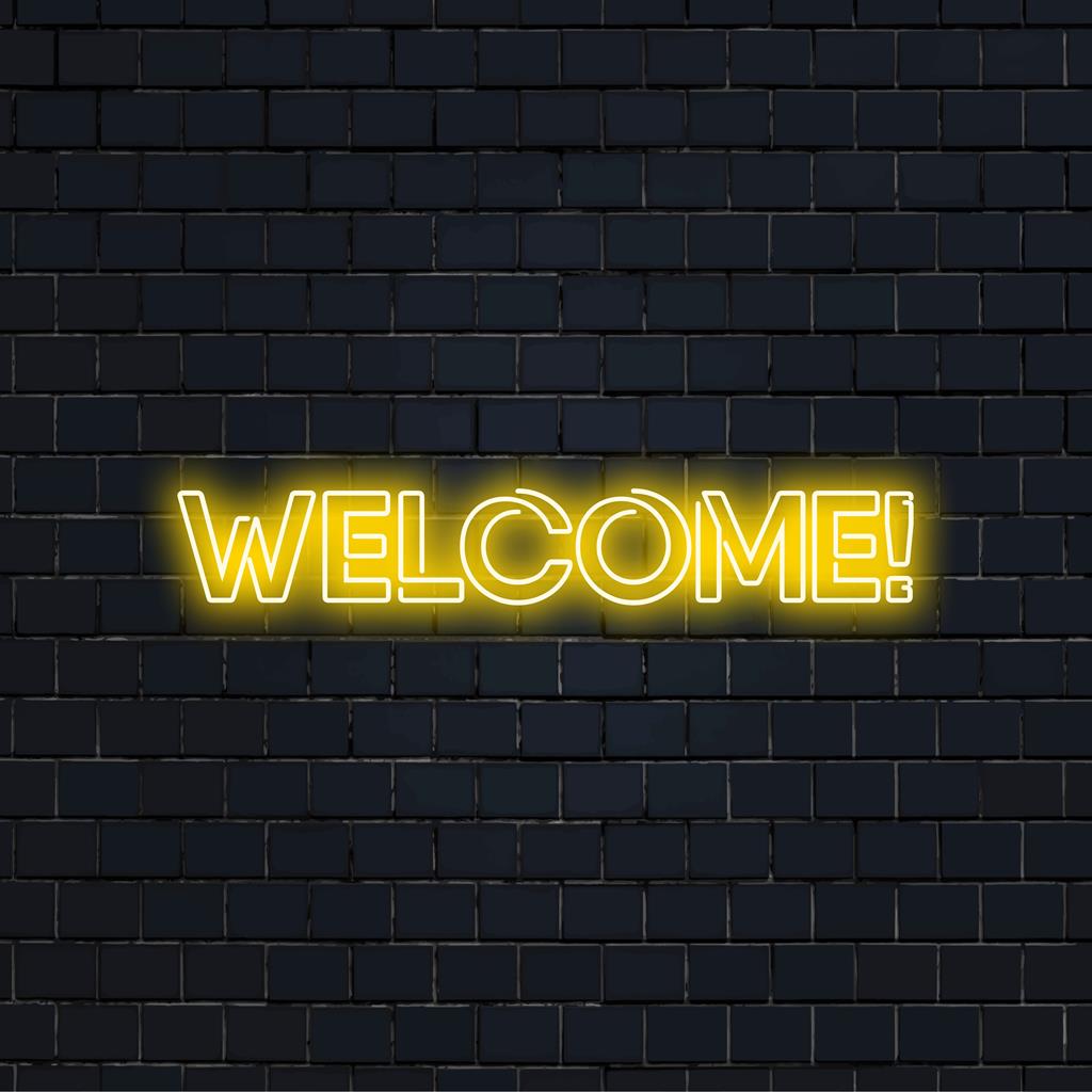 Placa de neon LED colorida e convidativa, personalizada, com texto Bem-vindo!, perfeita para adicionar um brilho personalizado a qualquer espaço.
