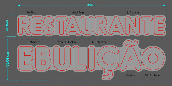 Illustrative 100 × 95 cm intricate commercial logo neon mockup