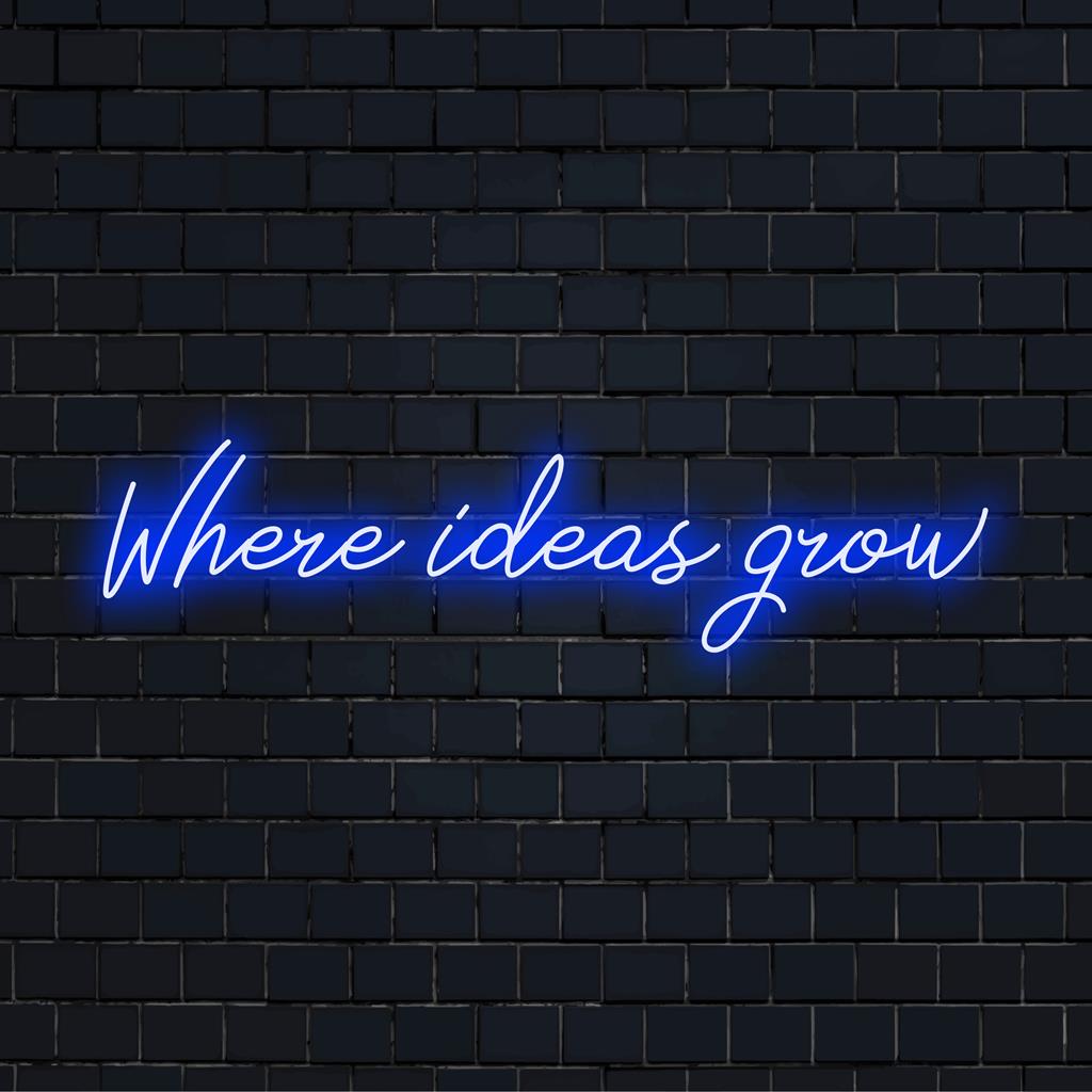 Placa de neon personalizada com LED "Onde as Ideias Crescem"; arte de parede neon hipnotizante para inspiração, decoração de iluminação personalizada para criatividade.