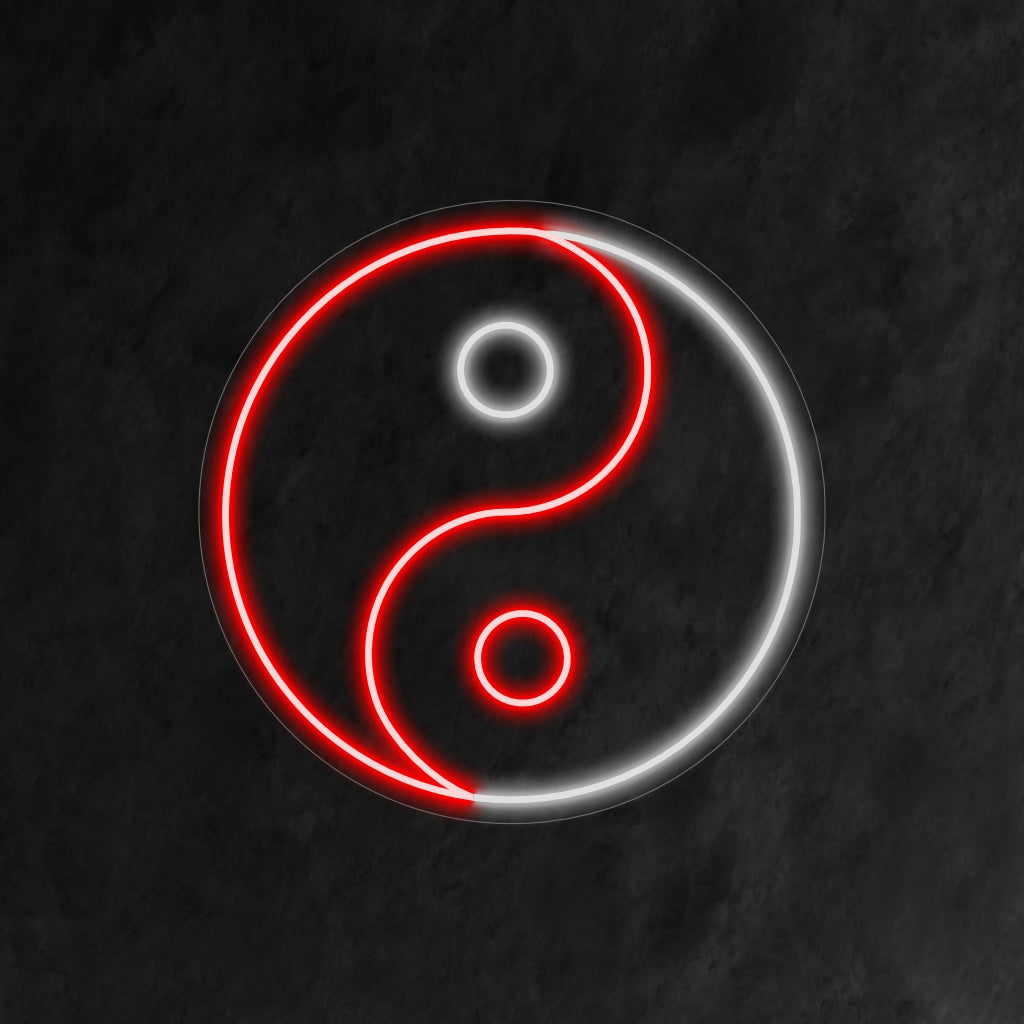 "Placa de néon Yin Yang" exibe o símbolo atemporal do yin-yang em um brilho sereno, criando uma atmosfera equilibrada e harmoniosa em seu espaço.