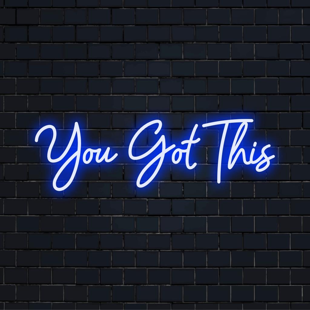 Placa de LED neon personalizada com texto motivacional "Você conseguiu isso", perfeita como arte de parede neon para inspiração e decoração.
