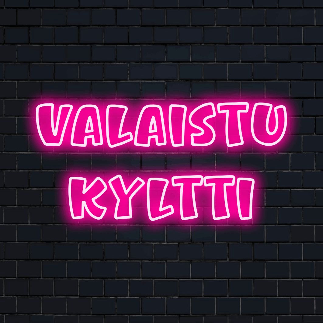 Personoitu LED-logokyltti tekstillä "Valaistu kyltti"