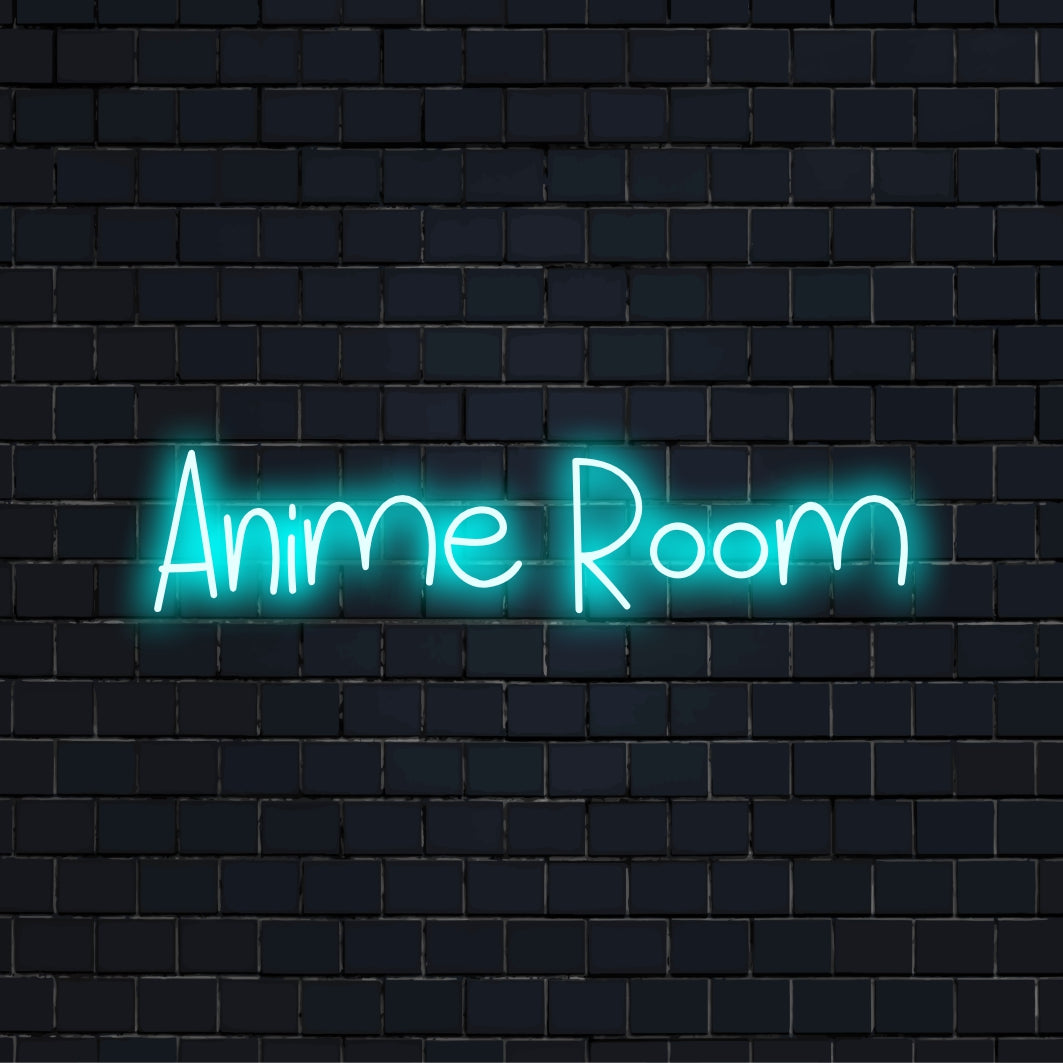 Anime Room LED Neon Sign, bright LED glow against brick backdrop