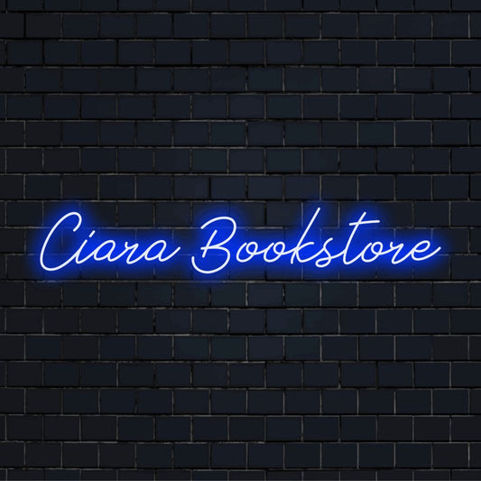 Ciara Bookstore Personalized Neon Light with glowing lettering against brick backdrop