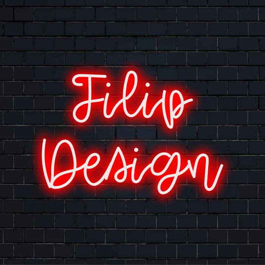 Filip Design Personalized Neon Light with bright neon glow against brick backdrop