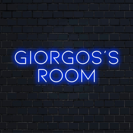 Giorgos_s Room Personalized Neon Light with glowing wall decor on dark brick background