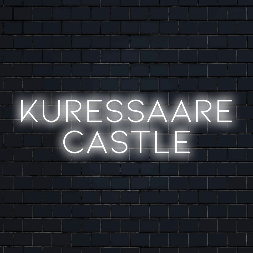 Kuressaare Castle LED Neon Sign, soft neon glow on black brick background