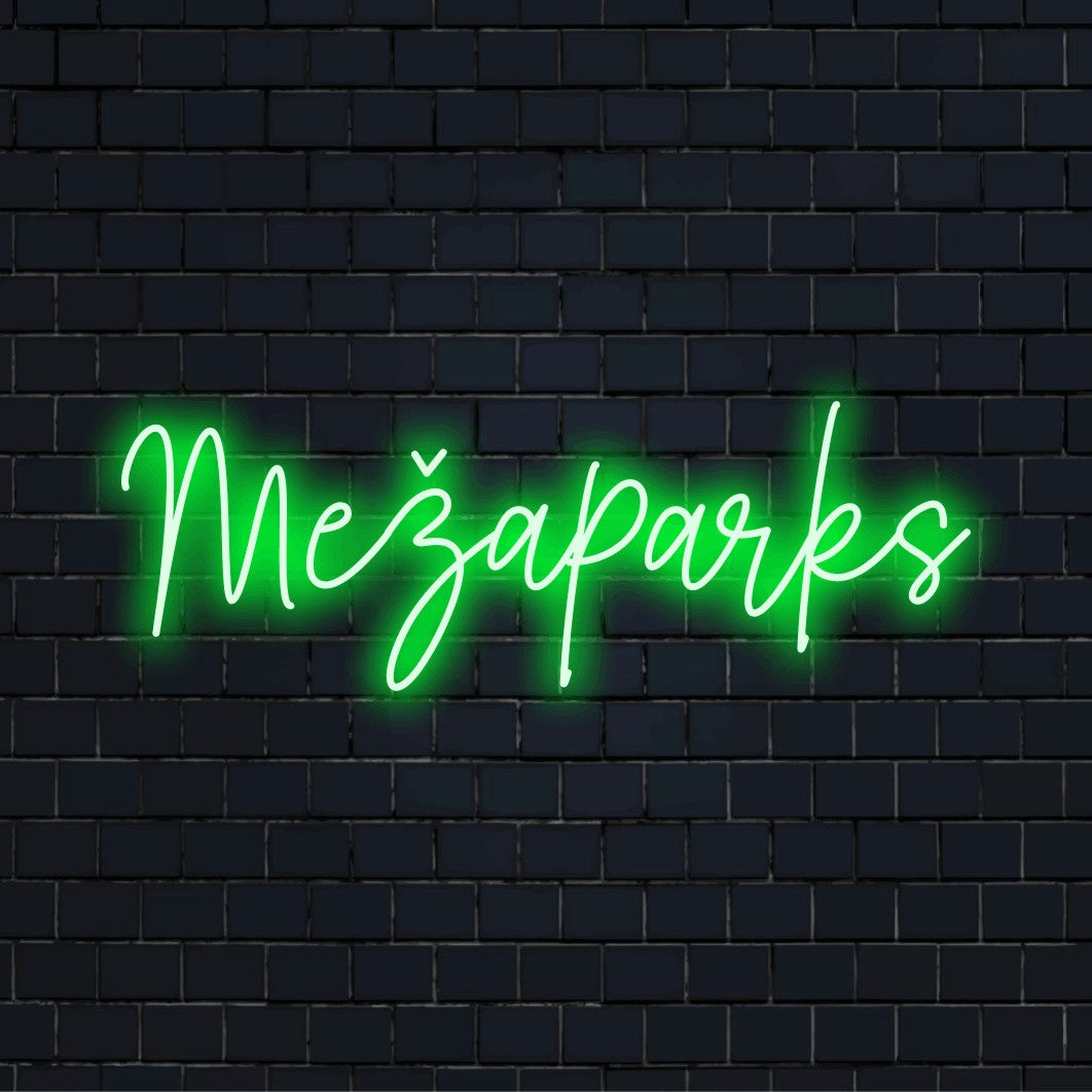 Me Aparks Neon Sign, neon text light on dark brick wall