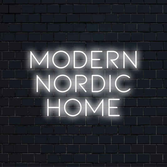 Modern Nordic Home Neon Light with bright LED glow against brick backdrop