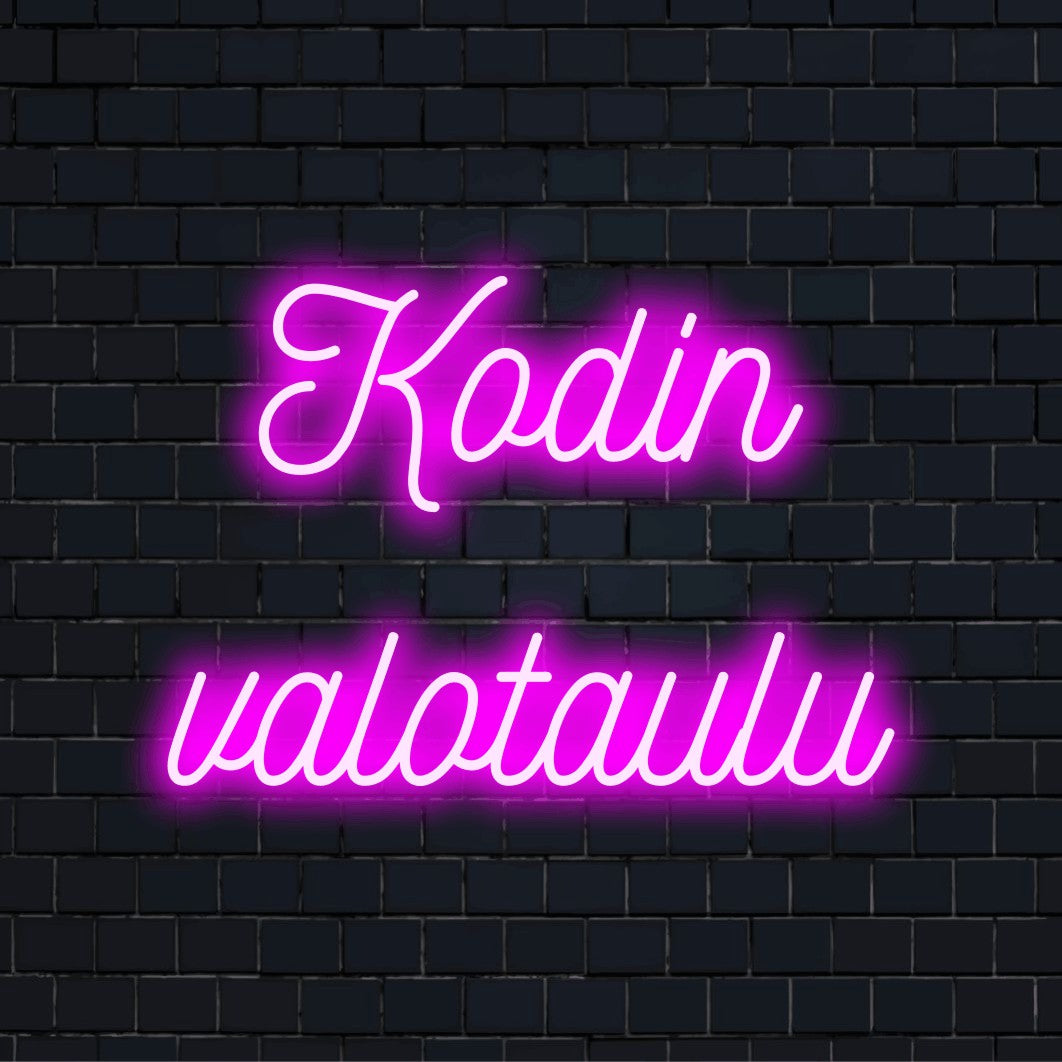 LED-valokyltti tekstillä "Kodin valotaulu"