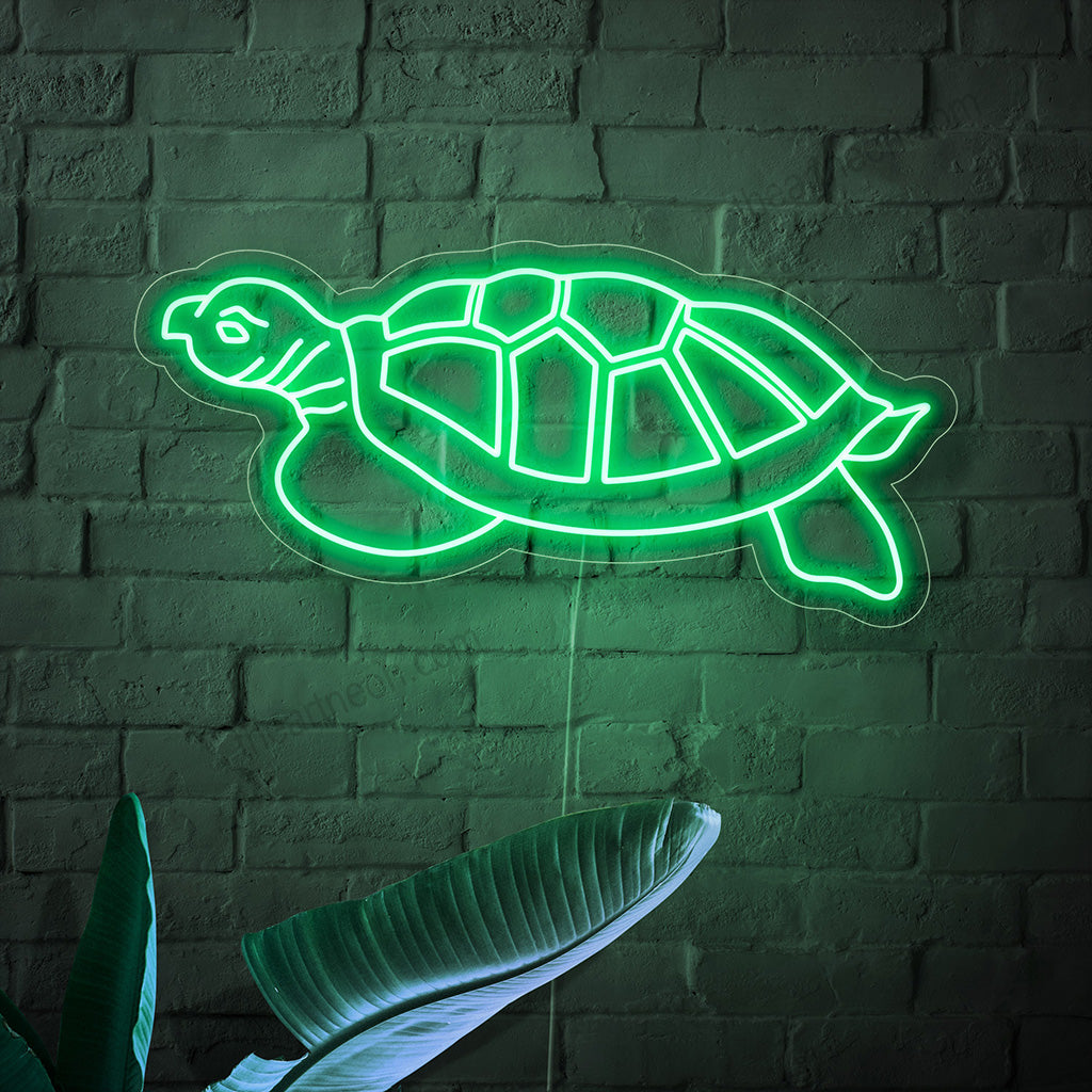 O letreiro de neon em forma de tartaruga é uma peça de decoração com tema de natureza, que simboliza lentidão e emite uma luz calma e suave.