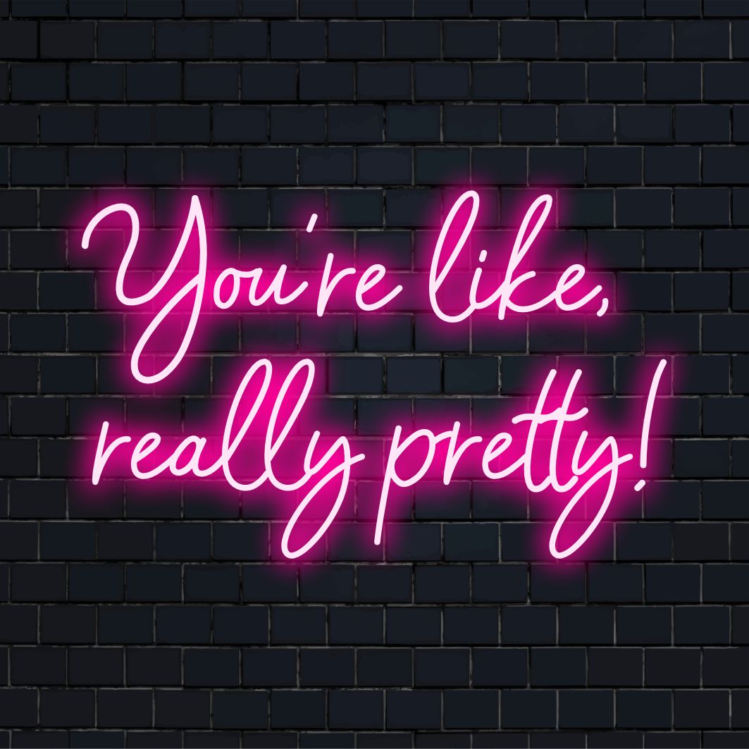 Placa de LED neon estilosa e personalizada com os dizeres "Você é muito bonita"; perfeita para adicionar um charme de luz neon ao seu espaço.