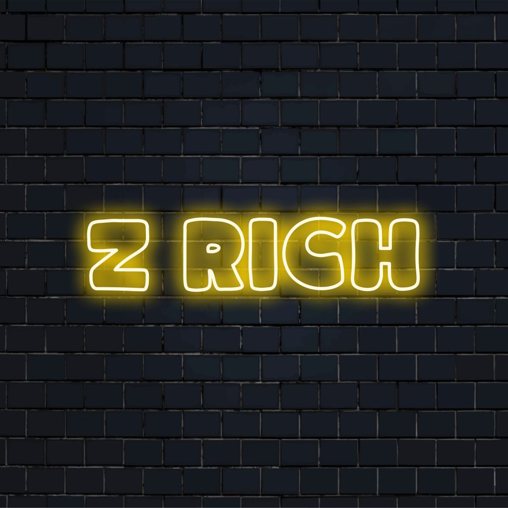 Z Rich Neon Sign, bright neon glow against brick backdrop